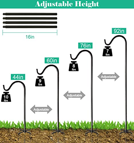 Fandature 60 Inch Tall Outdoor Shepherds Hook with 5 Prong Base, Adjustable Bird Feeder Pole Hanger for Hanging Outside Birdfeeders, Plant Baskets, Lanterns, Wedding Decor - Image 5
