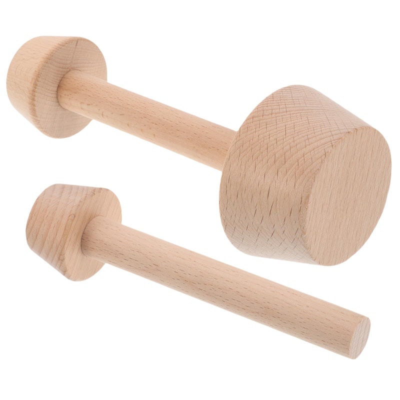 Double Sided Wooden Egg Tart Tamper Pastry Pusher Natural Shell Baking Mold 2pcs Set - Image 2
