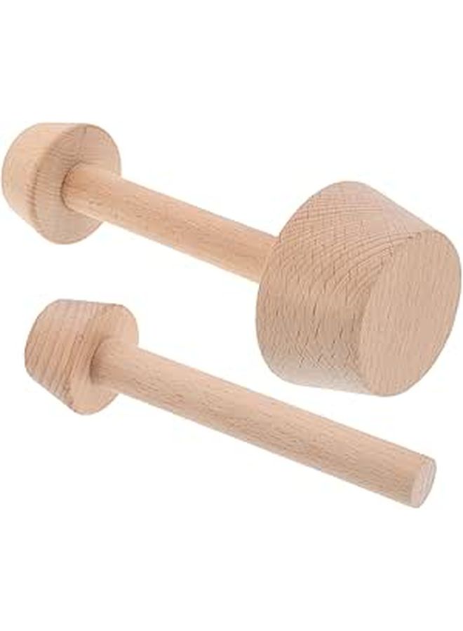Double Sided Wooden Egg Tart Tamper Pastry Pusher Natural Shell Baking Mold 2pcs Set - Image 1