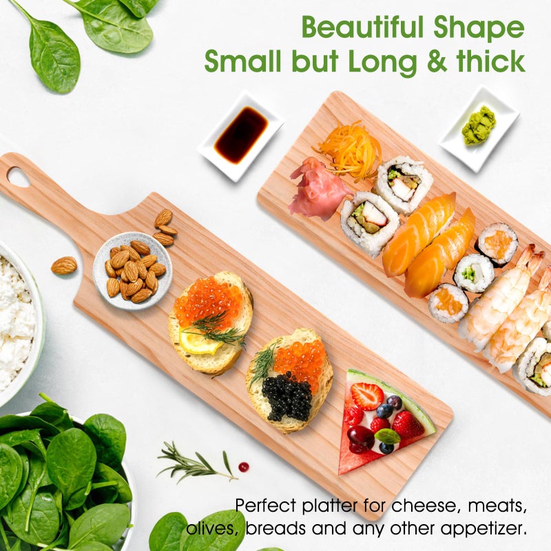 LorisArm Small Rubber Wood Cutting Board with handle, 16" X 4.5" Long Wooden Charcuterie Board for Bread, Meat, Fruits, Cheese Serving. - Image 2