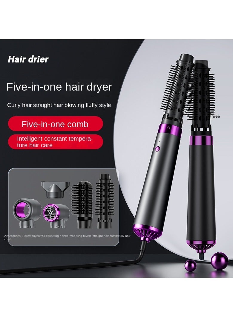 general Multifunctional 5 In 1 Hair Dryer Brush Hot Comb Set Hot Air Hair Curler and Straightener Styling Tool Comb Curling Brush Suitable for Women Hair Types - Image 3