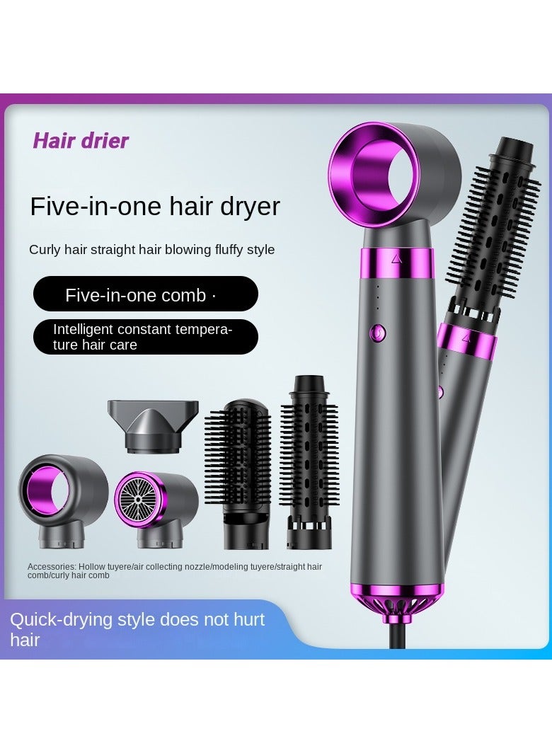general Multifunctional 5 In 1 Hair Dryer Brush Hot Comb Set Hot Air Hair Curler and Straightener Styling Tool Comb Curling Brush Suitable for Women Hair Types - Image 4