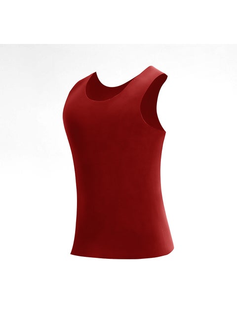Mens Warm Fleece-Lined Vest Sleeveless T-shirt Red
