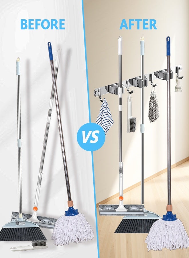 Mop and Broom Holder Wall Mount, Upgraded Broom Organizer Wall Mount, Stainless Steel Broom Hanger Wall Mount for Home Kitchen Garden Laundry Garage - Image 4