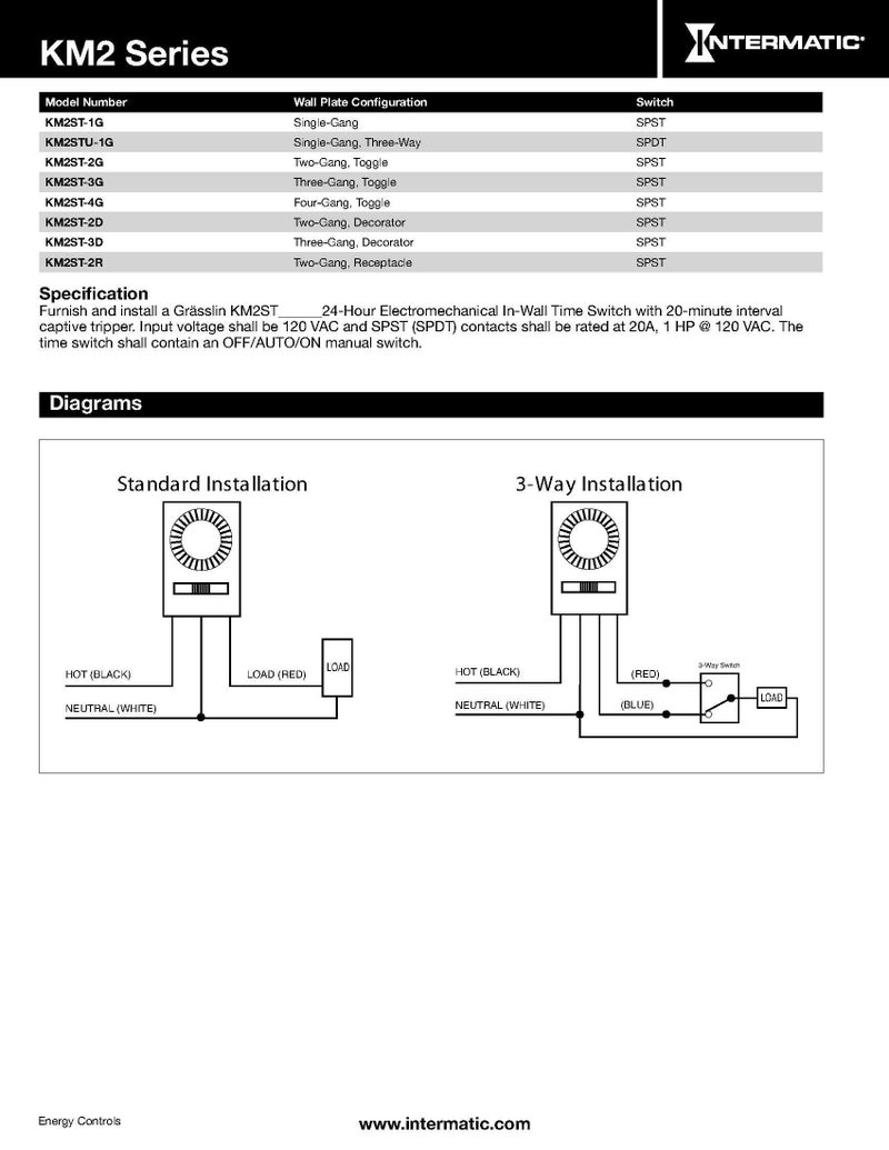 Intermatic KM2ST-1G 1 Gang SPST In-Wall 24-Hour Electromechanical Timer , White - Image 4