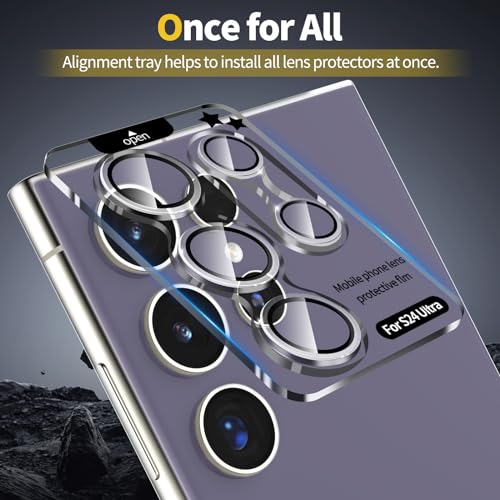 YWXTW Camera Lens Protector for Samsung Galaxy S24 Ultra Accessories, [3x Impact Resistance] Individual HD Tempered Glass Camera Screen Protector for S24 Ultra, Case Friendly, 1 Set (Clear) - Image 5
