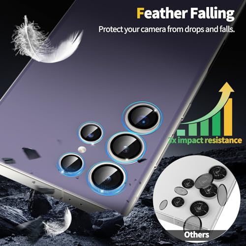 YWXTW Camera Lens Protector for Samsung Galaxy S24 Ultra Accessories, [3x Impact Resistance] Individual HD Tempered Glass Camera Screen Protector for S24 Ultra, Case Friendly, 1 Set (Clear) - Image 4