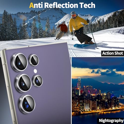 YWXTW Camera Lens Protector for Samsung Galaxy S24 Ultra Accessories, [3x Impact Resistance] Individual HD Tempered Glass Camera Screen Protector for S24 Ultra, Case Friendly, 1 Set (Clear) - Image 3