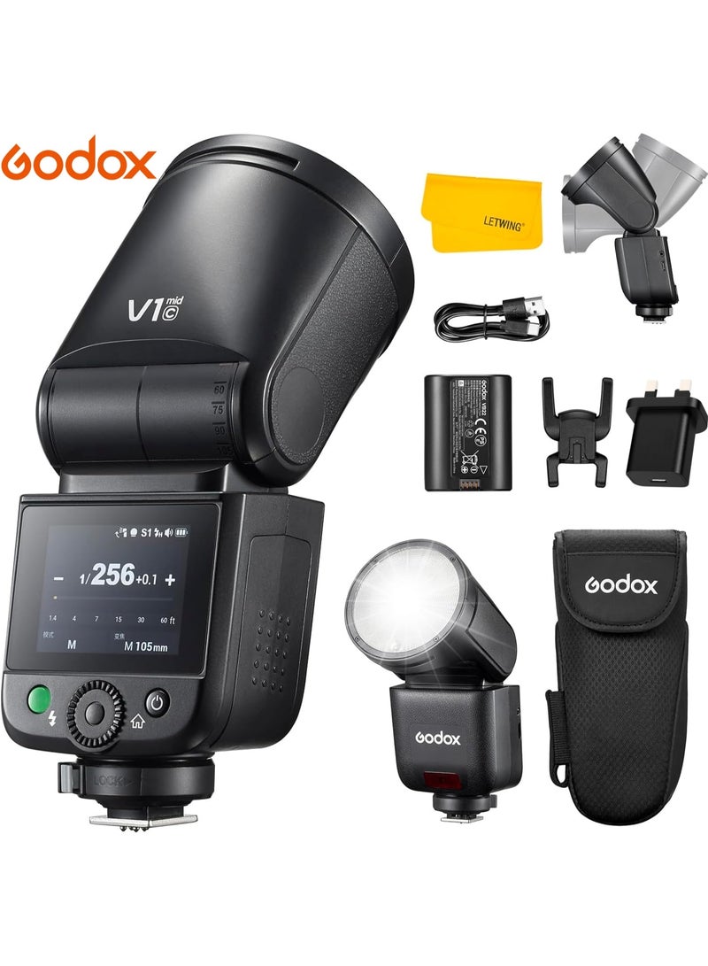 جودوكس فلاش V1 Mid C لكاميرات Canon، 55 واط ثانية، 2.4 جيجاهرتز، TTL، رأس دائري، شاشة تعمل باللمس، Speedlite لكاميرات Canon، HSS 1/8000 ثانية، بطارية ليثيوم أيون 2200 مللي أمبير في الساعة، 650 لقطة بكامل الطاقة، وقت إعادة الشحن 1.7 ثانية، مصباح نمذجة LED بـ 10 مستويات - Image 1