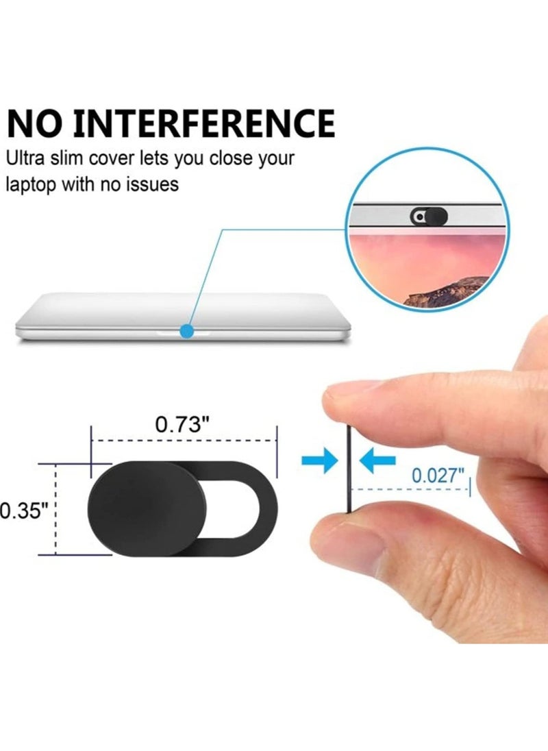6pcs Webcam Cover Ultra Thin for Laptop, PC, Computer, Apple MacBook, iPad, Cell Phone, etc. 0.027inch thick net block to protect your privacy and security （Black）