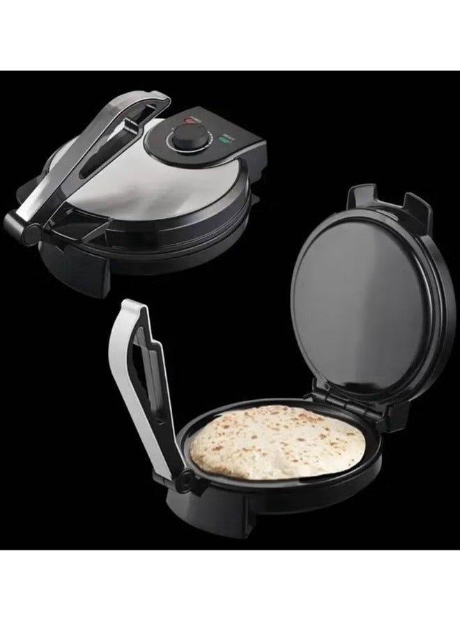 10-Inch Electric Roti Maker – 1200W Non-Stick Chapati Press with Adjustable Temperature Control | Stainless Steel Body, Dual Indicator Lights & Safety Lock | Fast Heating, Easy Cleaning | Perfect for Homemade Roti, Tortilla, Paratha & Khakra - Image 2