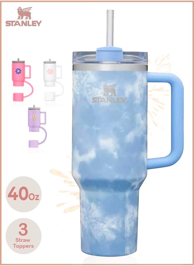 Stanley - Stanley Quencher H2.0 FlowState 40oz Ocean Tie Dye Stainless Steel Vacuum Insulated Tumbler with Lid, Straw and 3 Straw Stoppers, Perfect for Water, Iced Tea and Superior Cold Retention - Image 1