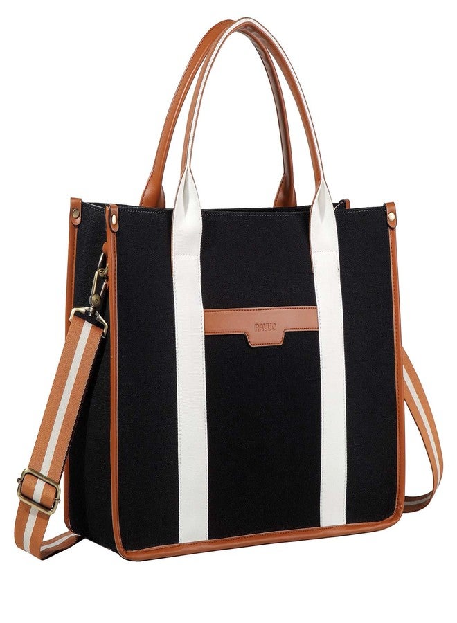 RAVUO Laptop Bag for Women, 15.6 Inch Large Canvas Tote Bag Ladies Teacher Purse and Handbag With Detachable Shoulder Strap - Image 1