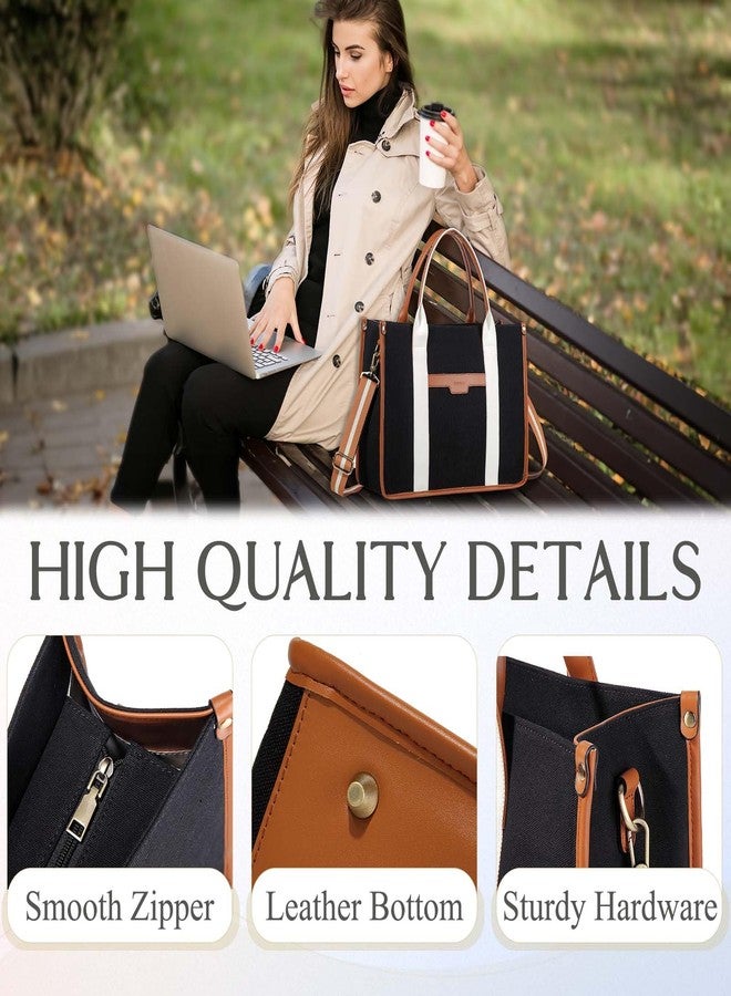 RAVUO Laptop Bag for Women, 15.6 Inch Large Canvas Tote Bag Ladies Teacher Purse and Handbag With Detachable Shoulder Strap - Image 5