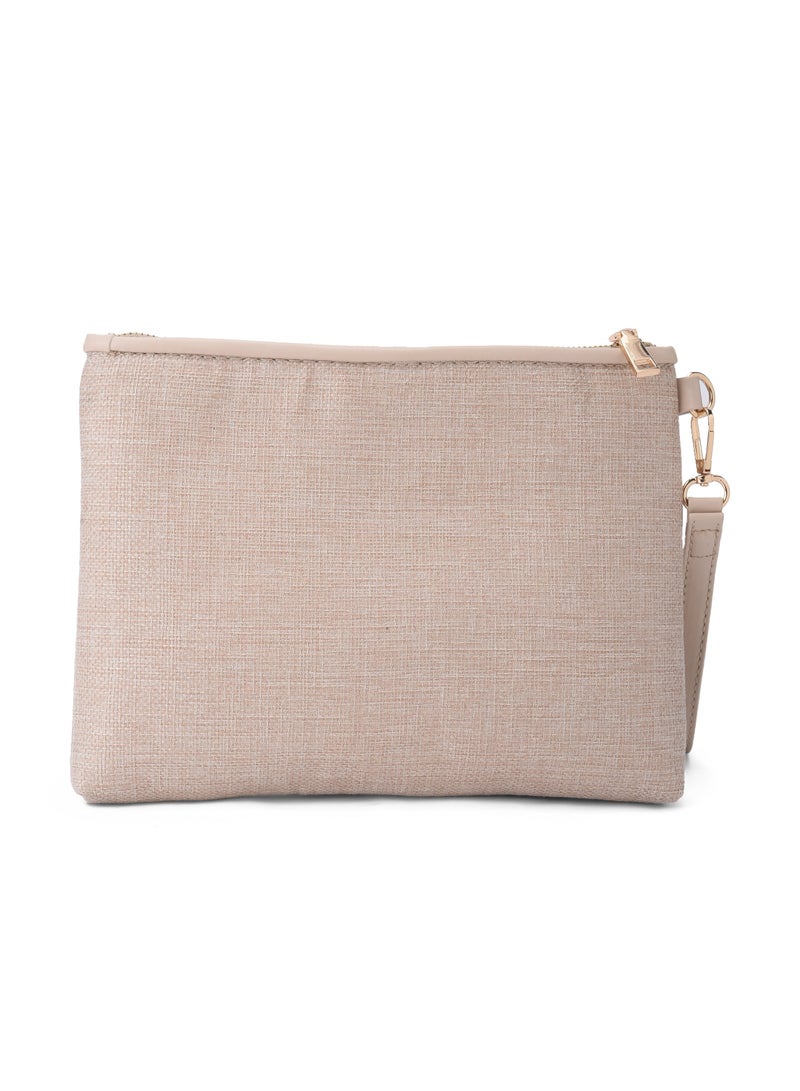 Pavo Beige floral Clutch - Image 3