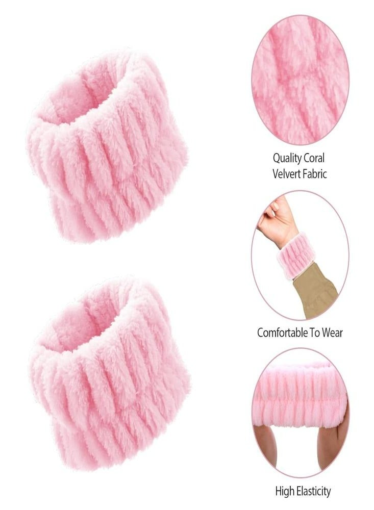 إسكدنيا عصابات الرأس ماء الإسفنج عصابات الرأس منتجع صحي، الأساور ثلاث قطع مجموعات أزياء للماكياج، الاستحمام غسول الوجه العناية بالبشرة، نساء، الوردي - Image 4