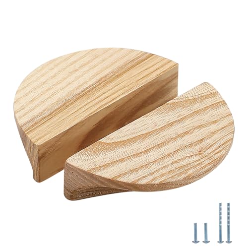 Evionlin 47 inWhite Ash Wood 2 Pair Circular Wood Grain Cabinet Drawer Handles - Image 1