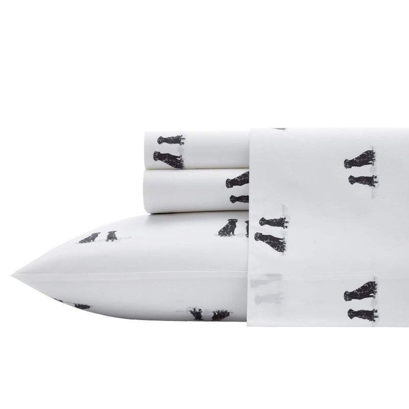 Eddie Bauer - Queen Sheets, Cotton Percale Bedding Set, Crisp & Cool Home Decor (Labrador Fields White, Queen) - Image 1