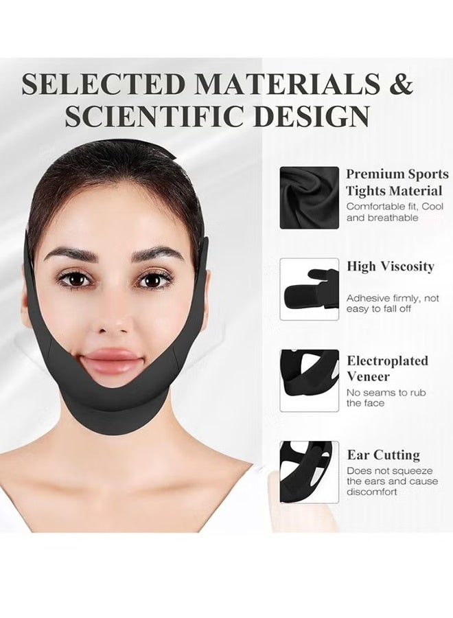Happy D Chin Strap for Sleeping,Adjustable Chin Strap,Jaw Strap,Jawline Shaper,V Line Lifting Mask,Black - Image 3