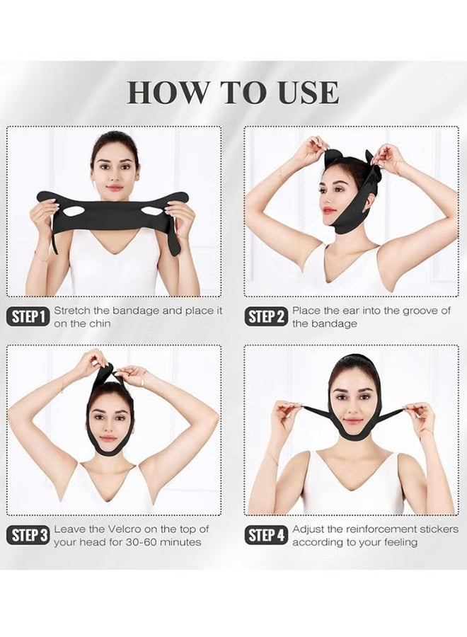 Happy D Chin Strap for Sleeping,Adjustable Chin Strap,Jaw Strap,Jawline Shaper,V Line Lifting Mask,Black - Image 5