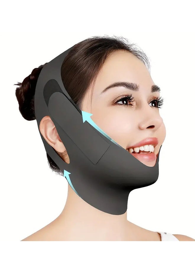 Happy D Chin Strap for Sleeping,Adjustable Chin Strap,Jaw Strap,Jawline Shaper,V Line Lifting Mask,Black - Image 1