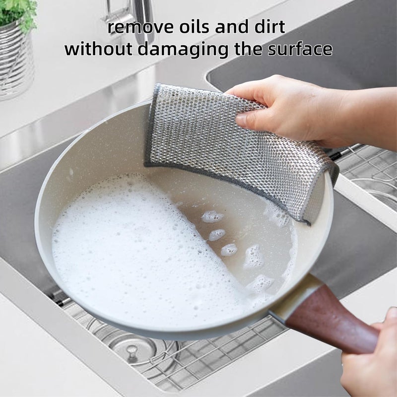 Raxon Innovation Multipurpose Wire Dishwashing Rags for Wet and Dry Stainless Steel Scrubber NonScratch Wire Dishcloth for Washing Dishes Sinks Counters 20cm x 20cm x 05cm Pack of 12 - Image 2