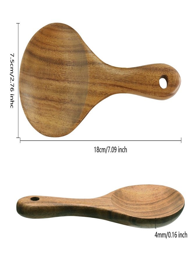 Cionyce 2PC Wooden Rice Paddle, Non-stick Rice Spoons Scooper Serving Spoon Kitchen Cooking Spoons Utensils, 7.09Inch - Image 2