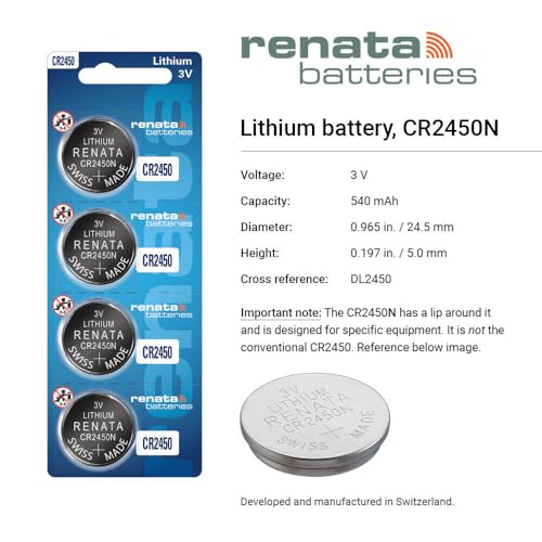 Renata بطاريات ريناتا CR2450N 3 فولت ليثيوم عملة (عبوة 4) - Image 2