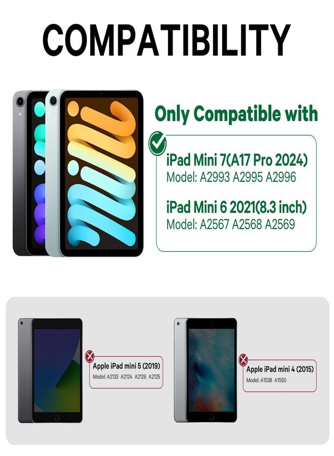 GreenLaw جراب لوحة مفاتيح GreenLaw لجهاز iPad mini 7 A17 Pro (2024) وMini 6 (2021) مقاس 8.3 بوصة، جراب قابل للدوران 360 درجة لجهاز iPad mini من الجيل السابع/السادس، لوحة مفاتيح تعمل باللمس بإضاءة خلفية بسبعة ألوان، قابل لإعادة الشحن من النوع C، أسود - Image 2