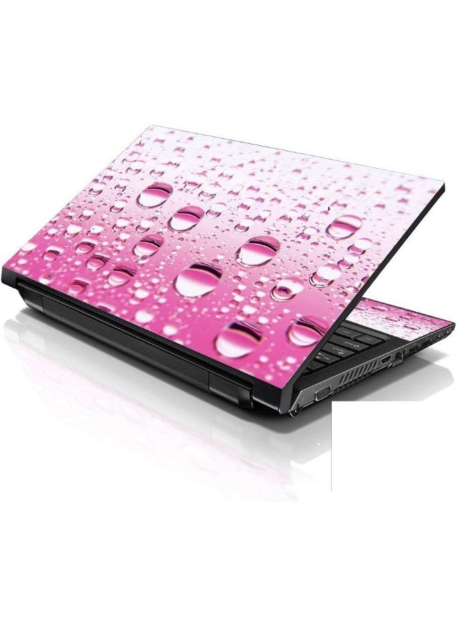 LSS 15 15.6 Inches Laptop Notebook Skin Sticker with 2 Wrist Pads - Reusable Cover Protector Vinyl Sticker Cover Decal Fits 13" - 16" HP Asus Acer Samsung - Pink Water Drops Pattern - Image 1