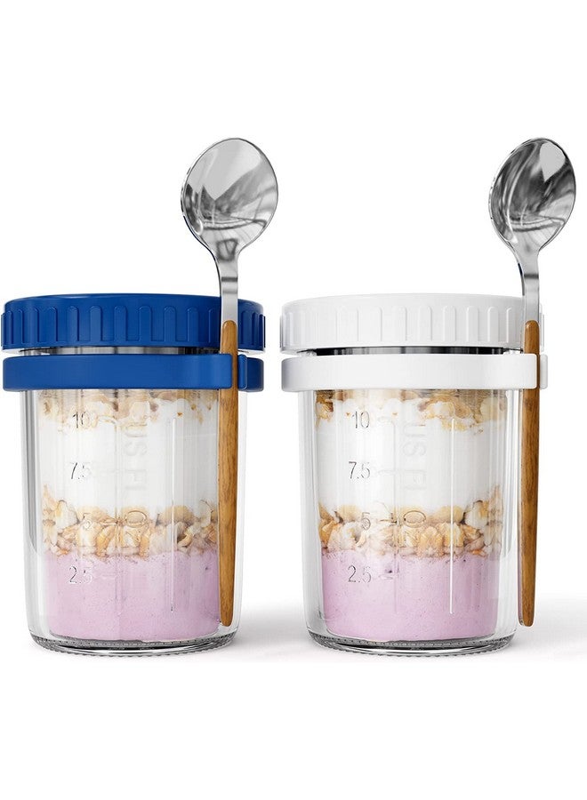 STAR WORK Overnight Oats Jars with Spoon and Lid Airtight Oatmeal Container with Measurement Marks, Mason Jars with Lid for Cereal On The Go Container Pack of (Blue, 1) - Image 4