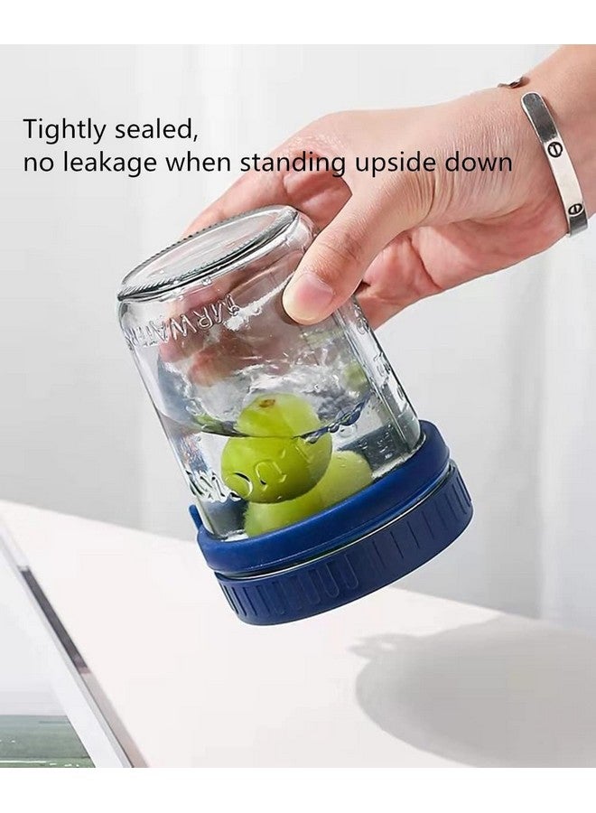 STAR WORK Overnight Oats Jars with Spoon and Lid Airtight Oatmeal Container with Measurement Marks, Mason Jars with Lid for Cereal On The Go Container Pack of (Blue, 1) - Image 2