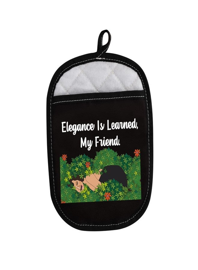 LEVLO RHONY Inspired Gifts Elegance is Learned Pot Holders Real Housewife Kitchen Baking Gift (Elegance is Learned) - Image 1
