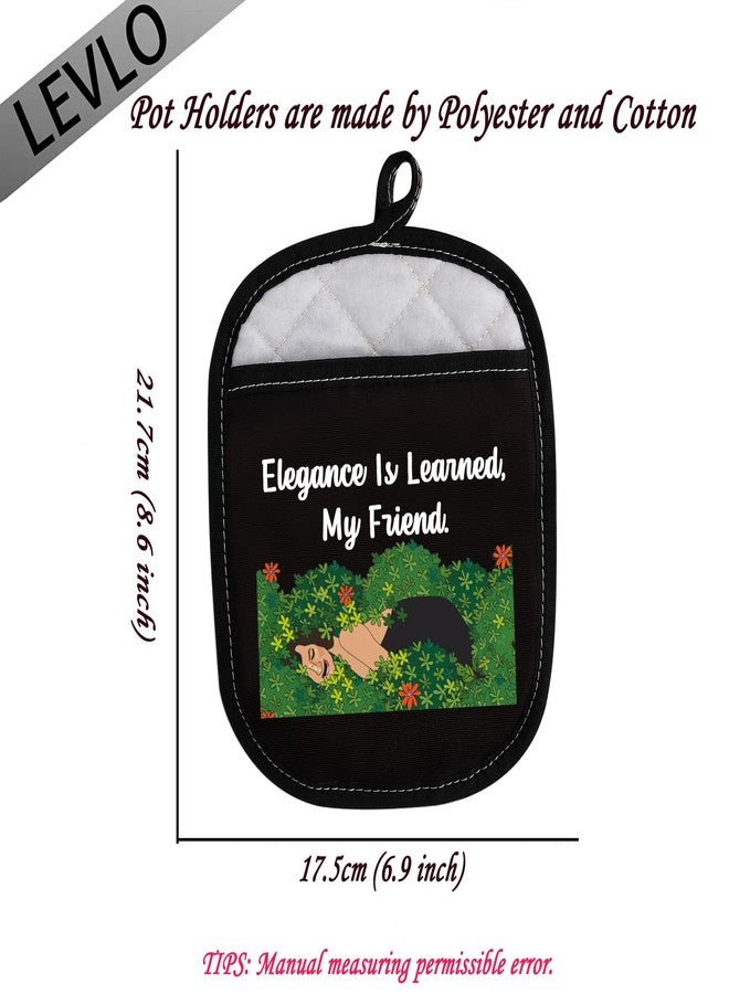 LEVLO RHONY Inspired Gifts Elegance is Learned Pot Holders Real Housewife Kitchen Baking Gift (Elegance is Learned) - Image 2