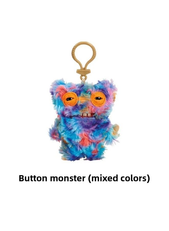 Key Pendant Genuine Big Teeth Teeth Monster Doll Teeth Treasure Ugly Adorable Monster Funny Plush Support One Generation-Color:Keychain-button Monster (mixed Colors)-Height:About 12cm  - Image 1