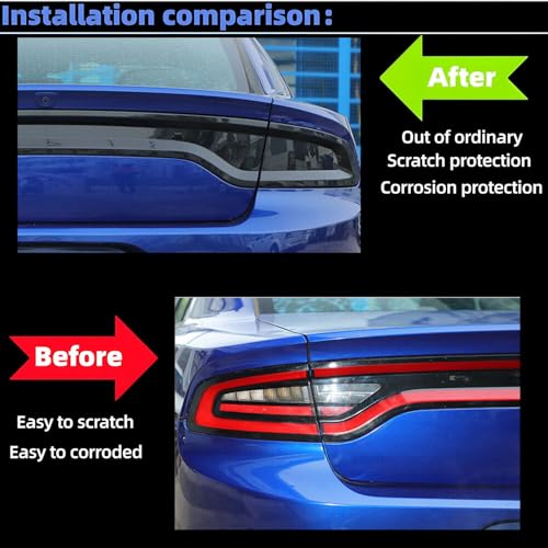 NEESPOC Tail Light Covers Guards Fit for Dodge Charger GT SRT SXT SE R/T Scat Pack 2015-2024, Smoked Black Rear Light Protective Cover Guards Trim Set Exterior Accessories - Image 3