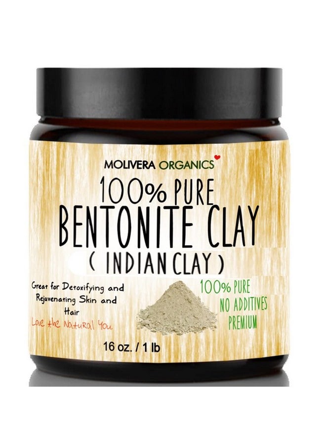 Molivera Organics Molivera Organics Premium 1 lb Bentonite Clay Pure, Natural Detoxifying Clay for Face Masks, Hair Care & More - Best Healing Clay - USA Made  - Image 1