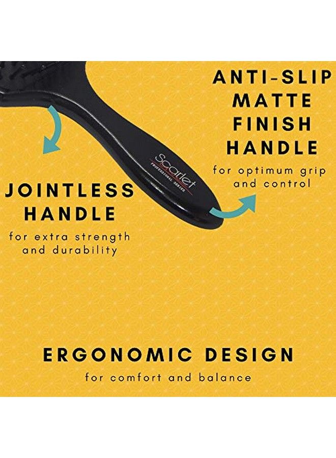 Scarlet Line Professional Large Paddle Hair Brush with Heat Resistant Bristles with Anti Static Wooden Handle for Men and Women Black Color_Full Size - Image 5