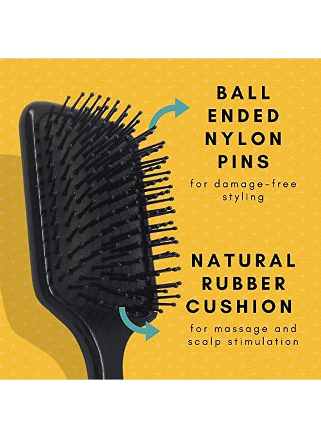 Scarlet Line Professional Large Paddle Hair Brush with Heat Resistant Bristles with Anti Static Wooden Handle for Men and Women Black Color_Full Size - Image 3