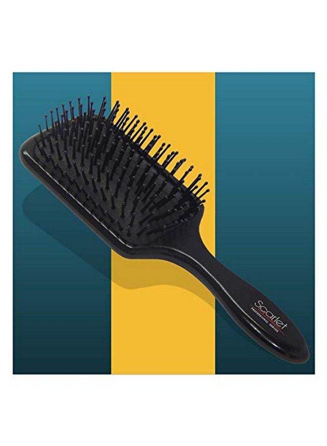 Scarlet Line Professional Large Paddle Hair Brush with Heat Resistant Bristles with Anti Static Wooden Handle for Men and Women Black Color_Full Size - Image 2