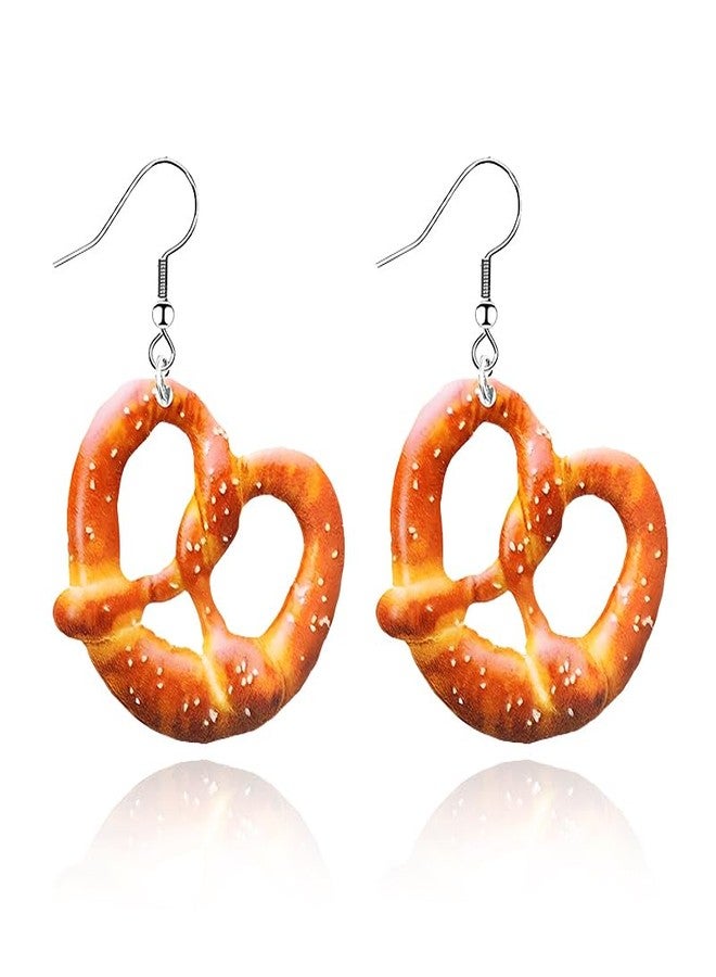 أقراط بريتزل للنساء والفتيات مصنوعة يدوياً من الراتنج الطازج خفيف الوزن، على شكل حلوى بريتزل، هدية مجوهرات مبتكرة (بريتزل) - Image 1