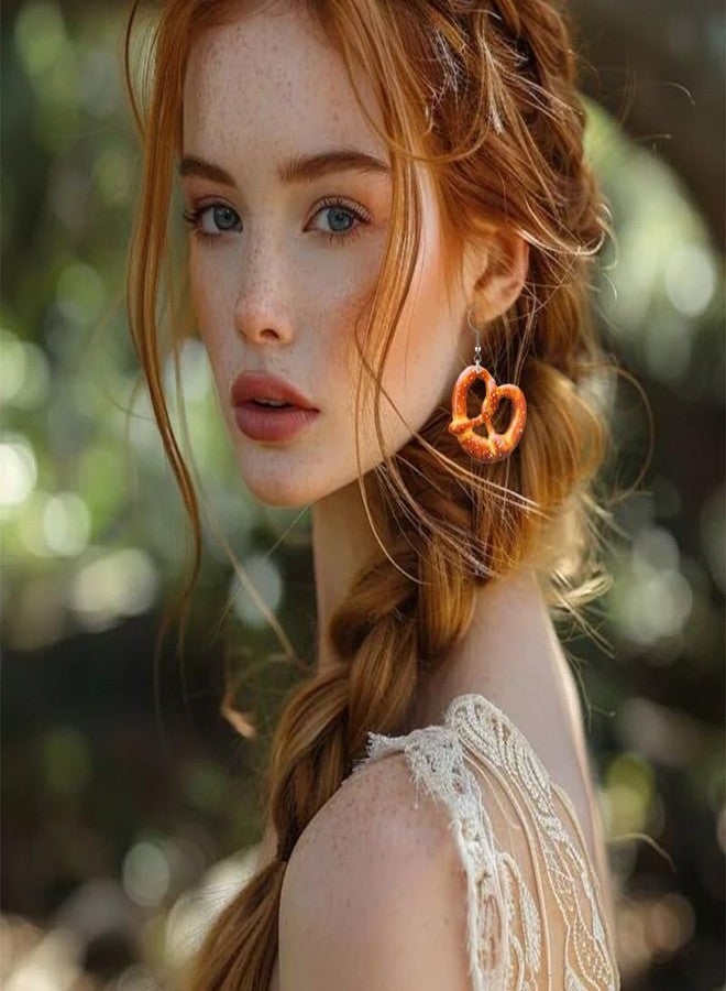 أقراط بريتزل للنساء والفتيات مصنوعة يدوياً من الراتنج الطازج خفيف الوزن، على شكل حلوى بريتزل، هدية مجوهرات مبتكرة (بريتزل) - Image 4