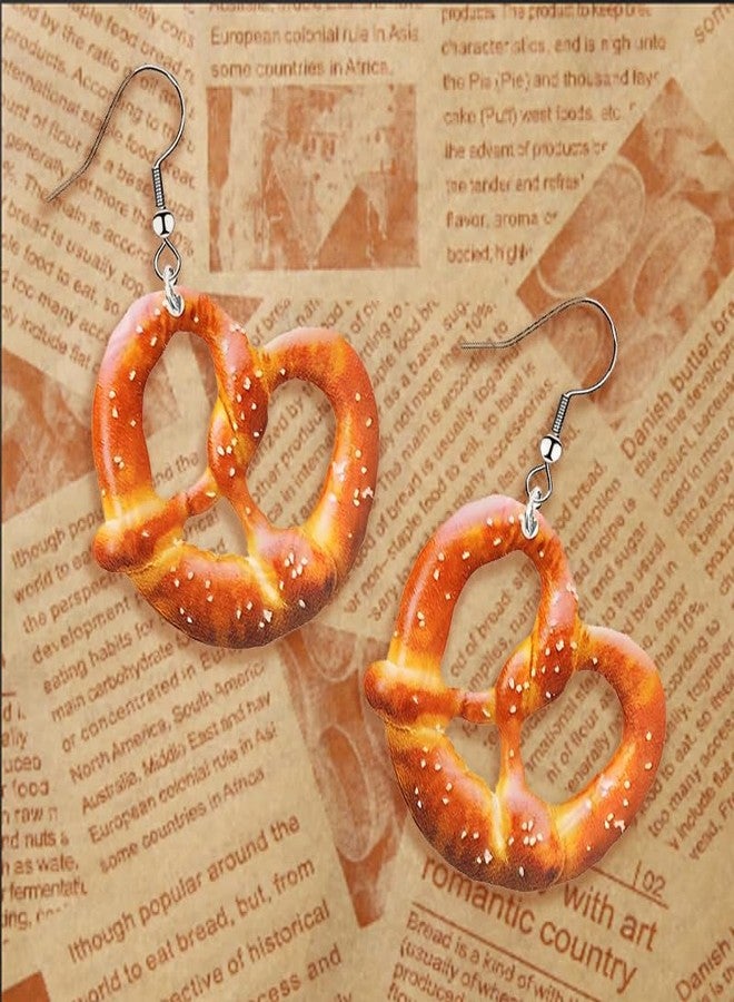 أقراط بريتزل للنساء والفتيات مصنوعة يدوياً من الراتنج الطازج خفيف الوزن، على شكل حلوى بريتزل، هدية مجوهرات مبتكرة (بريتزل) - Image 5