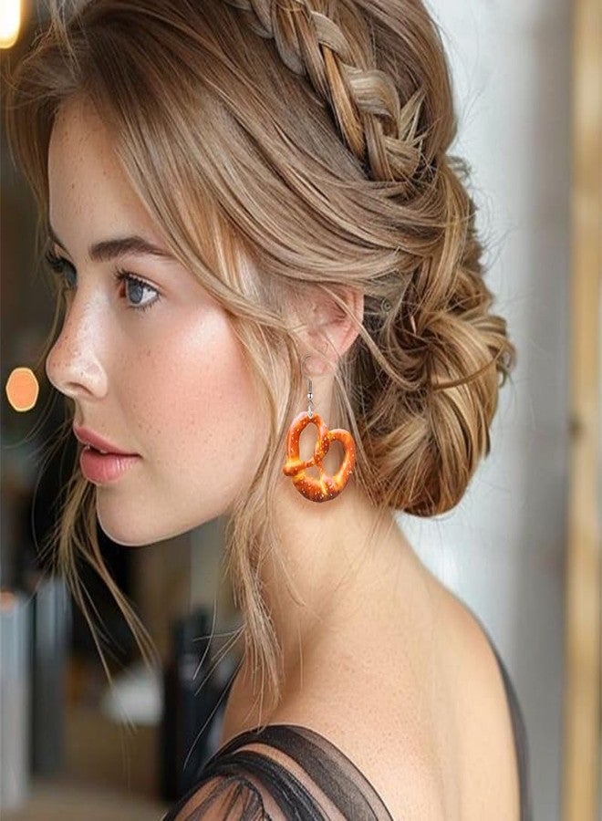 أقراط بريتزل للنساء والفتيات مصنوعة يدوياً من الراتنج الطازج خفيف الوزن، على شكل حلوى بريتزل، هدية مجوهرات مبتكرة (بريتزل) - Image 3