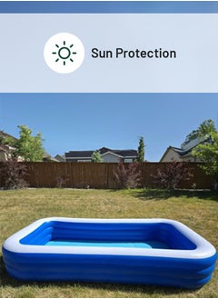 GREEN LION Inflatable Swimming Pool / 305cm x 185cm x 60cm / Inflatable/ Kiddie Pool / Large Size / Blow Up Swimming Pool for Family Adults Kids/ Blowup Pool for Indoor Outdoor Backyard - Blue  - Image 4