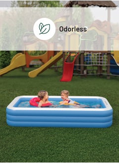 GREEN LION Inflatable Swimming Pool / 305cm x 185cm x 60cm / Inflatable/ Kiddie Pool / Large Size / Blow Up Swimming Pool for Family Adults Kids/ Blowup Pool for Indoor Outdoor Backyard - Blue  - Image 3