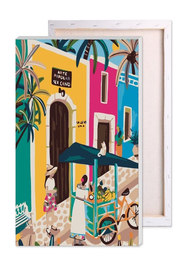 CRAFT MATE CRAFTMATE Framed DIY Paint by Numbers Canvas Art and Craft Kit for Adults and Kids | Mexico Paint By Numbers Kit | 16 inch x 12 inch - Image 3