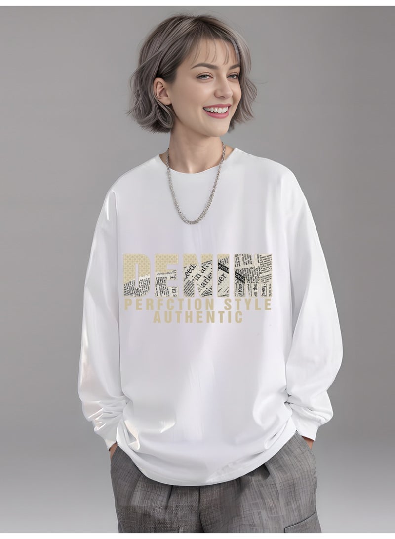 Oversized White Shoulder Sports T-shirt - Soft Blended Cotton, Loose Fit, Simple and Unique, Suitable for Daily Leisure, Street and Home Furnishings - Image 1