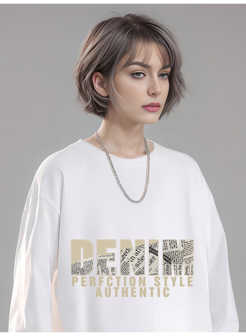 Oversized White Shoulder Sports T-shirt - Soft Blended Cotton, Loose Fit, Simple and Unique, Suitable for Daily Leisure, Street and Home Furnishings - Image 2