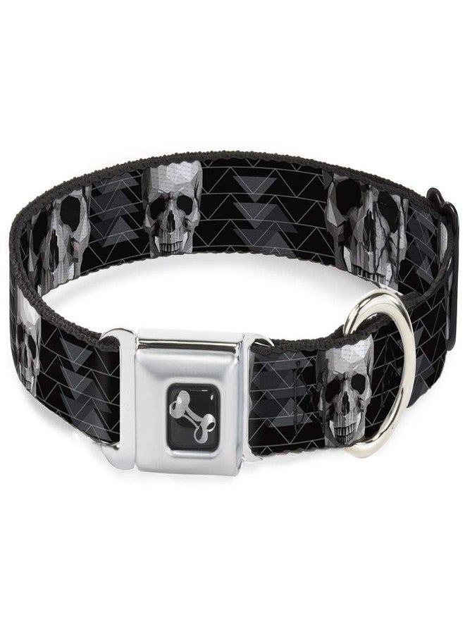 Buckle Down Dog Collar Seatbelt Buckle Geometric 3 D Skull Face Chevron Black Grays White 15 to 26 Inches 1.0 Inch Wide - Image 1